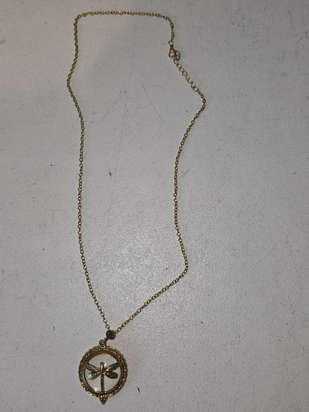 Gold Dragonfly Pendant Necklace -
